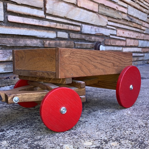 Vintage EUC Wooden 2 Horses & Wagon Pull Toy - Picture 10 of 12